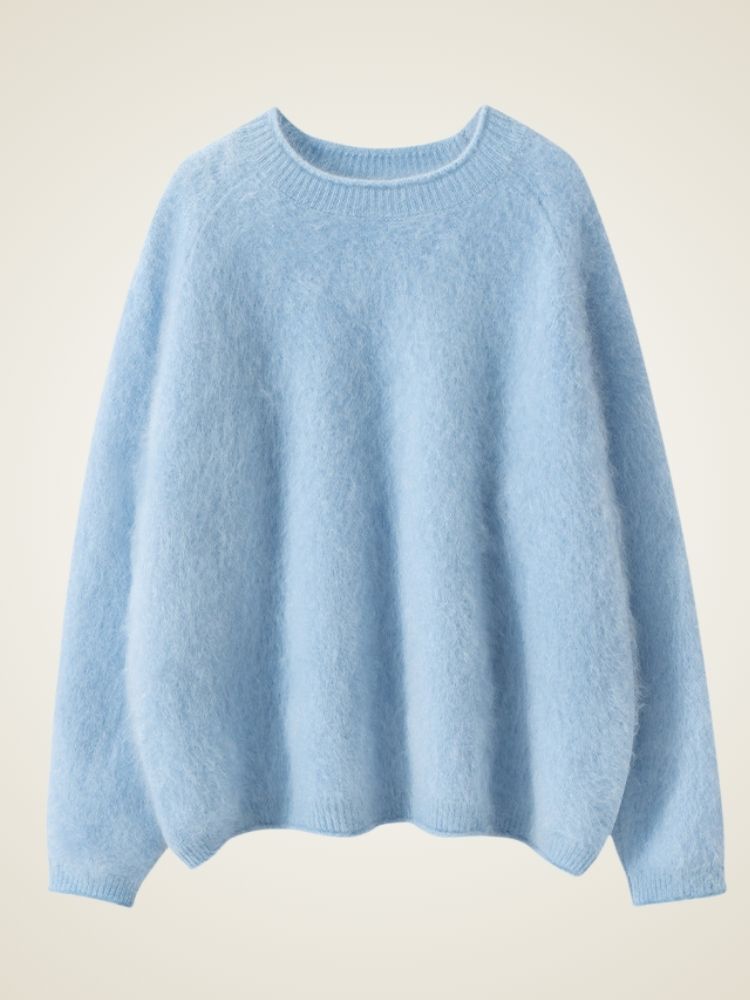 LanlyCashmere Brushed Cashmere Oversized Sweater – Relaxed Soft Knit