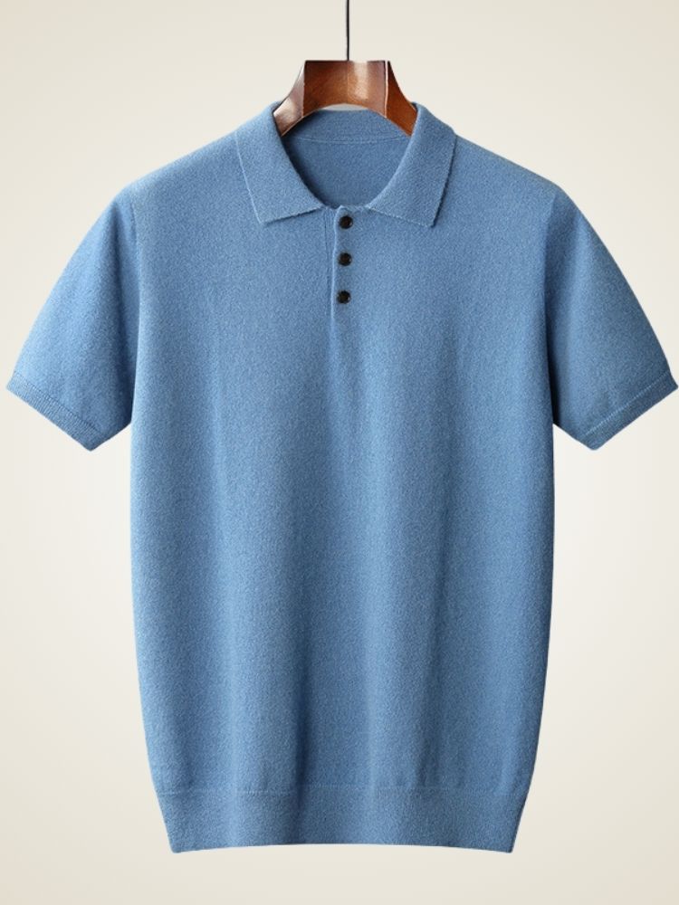 LanlyCashmere Men’s Cashmere Polo Shirt – Soft Knit Short Sleeve Sweater