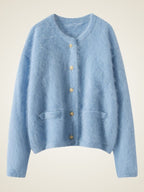 LanlyCashmere Women’s Brushed Cashmere Cardigan – Soft Fuzzy Button Knit Sweater