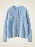 LanlyCashmere Women’s Contrast Trim Cashmere Cardigan – Soft Knit Button Sweater