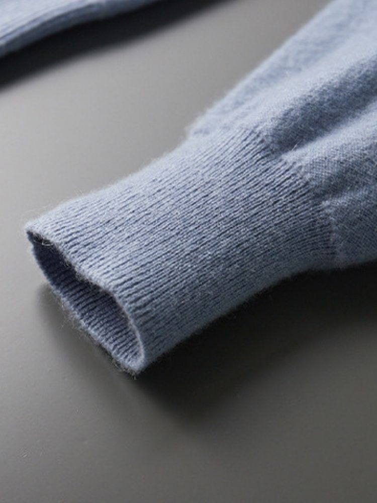 LanlyCashmere Textured Cashmere Sweater – 100% Reverse Knit Crewneck