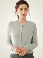 LanlyCashmere Classic Round Neck Premium Mongolia Cashmere Cardigan
