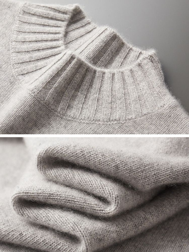 LanlyCashmere Premium Pure Mongolian Cashmere Mock Neck Sweater for Men