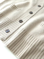 LanlyCashmere Women’s Chunky Cashmere Cardigan – Deep V Neck Button Knit Sweater
