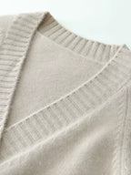 LanlyCashmere Women’s Chunky Cashmere Cardigan – Deep V Neck Button Knit Sweater
