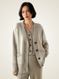LanlyCashmere Women’s Chunky Cashmere Cardigan – Deep V Neck Button Knit Sweater