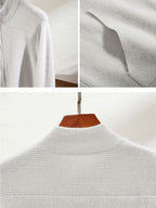 Lanly Cashmere Men's Pure Cashmere Full-Zip Cardigan - Luxury Ribbed Knit Sweater