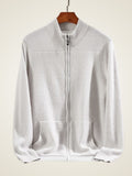 Lanly Cashmere Men's Pure Cashmere Full-Zip Cardigan - Luxury Ribbed Knit Sweater