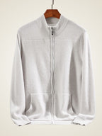 Lanly Cashmere Men's Pure Cashmere Full-Zip Cardigan - Luxury Ribbed Knit Sweater