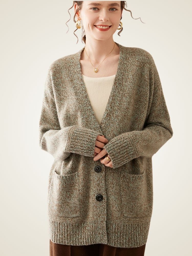 LanlyCashmere Oversized Cashmere Cardigan – Soft Knit Button Front Sweater