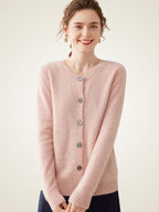 LanlyCashmere Women’s Cashmere Crew Neck Cardigan – Soft Button Knit Sweater
