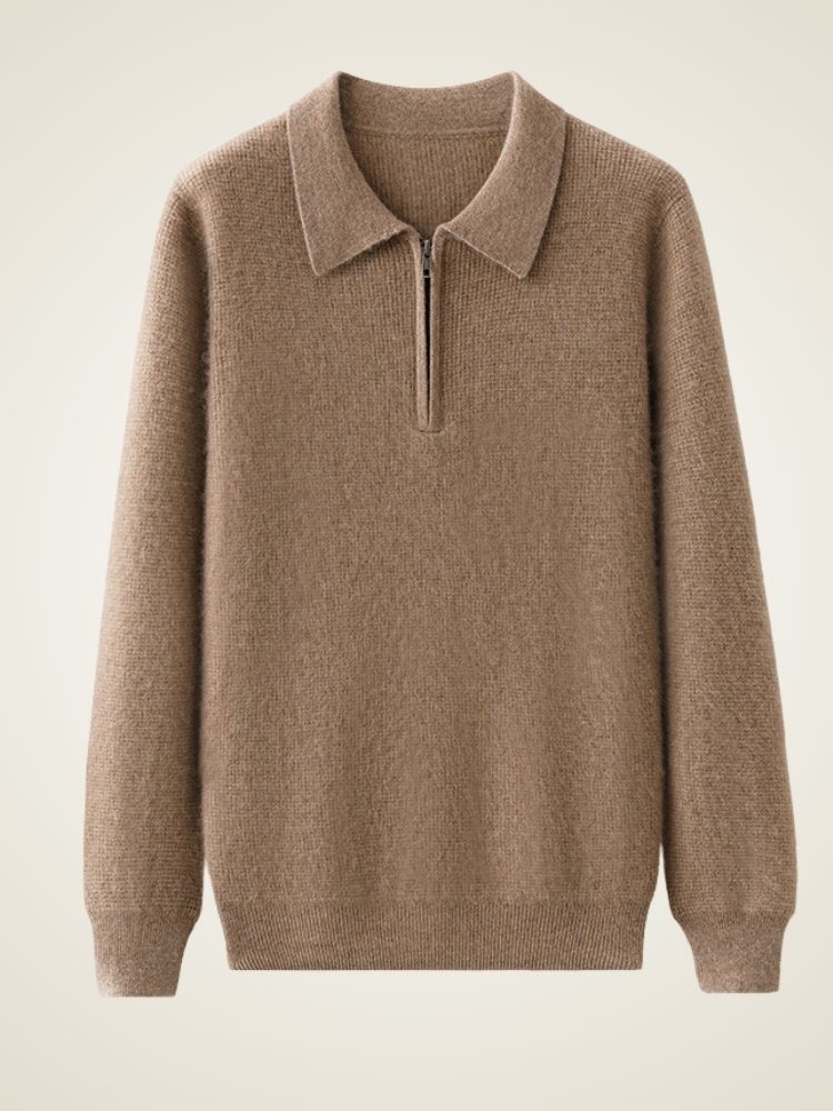 Cedric - Langärmeliger Kaschmir-Polopullover
