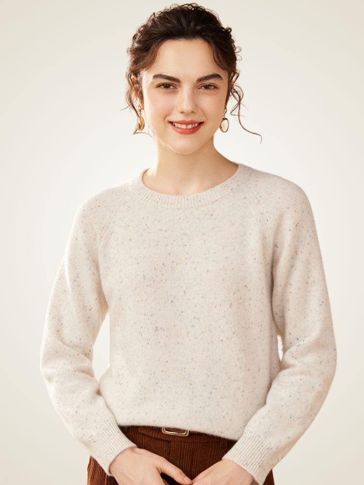 LanlyCashmere Rolled Neck Cashmere Sweater – Raglan Sleeve Soft Knit