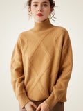 Lanlycashmere Geometric Cashmere Sweater Dress – Longline Turtleneck Knit