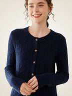 LanlyCashmere Cable Knit Cashmere Cardigan – Soft Crewneck Button Sweater