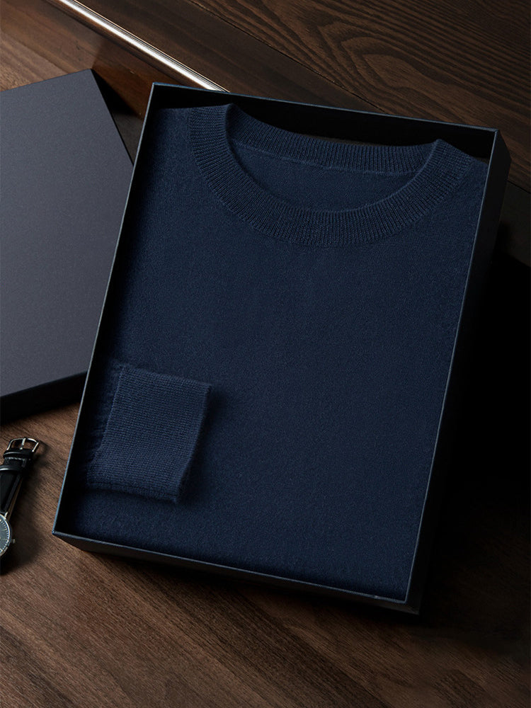 LanlyCashmere Men’s Cashmere Crew Neck Sweater – Lightweight Base Layer Knit