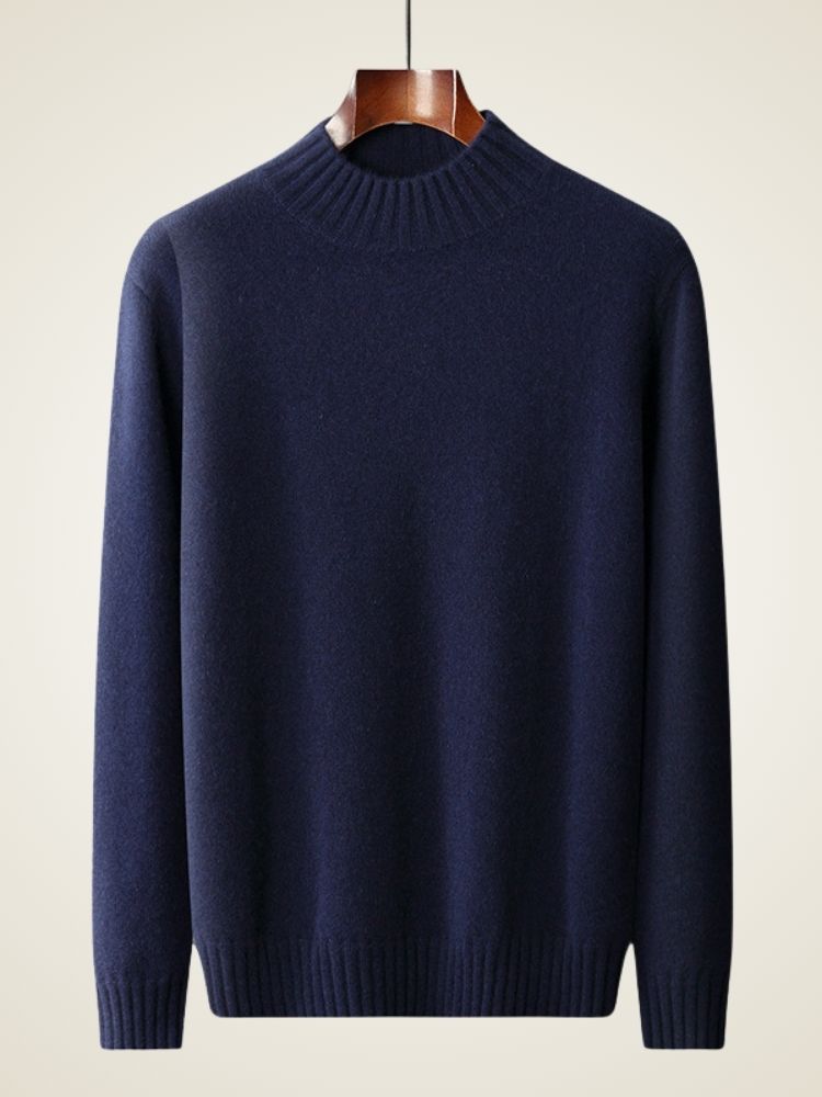 LanlyCashmere Premium Pure Mongolian Cashmere Mock Neck Sweater for Men