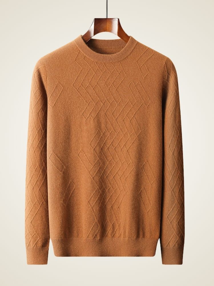 LanlyCashmere Geometric Cashmere Sweater – 100% Soft Knit Crewneck