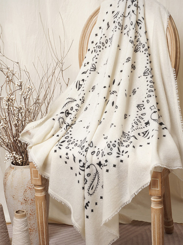 LANLY Paisley Cashmere Square Scarf Wholesale | Custom Printed Cashmere Bandana Low MOQ & Digital Printed Pure Cashmere Square Scarves Factory Bulk