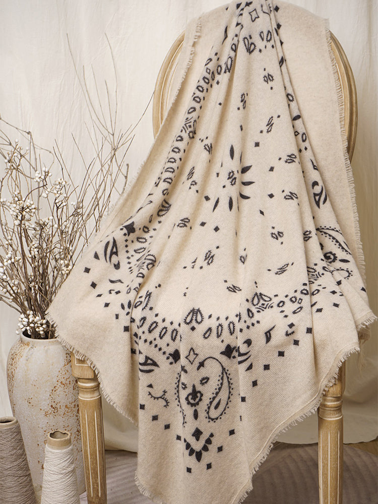 LANLY Paisley Cashmere Square Scarf Wholesale | Custom Printed Cashmere Bandana Low MOQ & Digital Printed Pure Cashmere Square Scarves Factory Bulk
