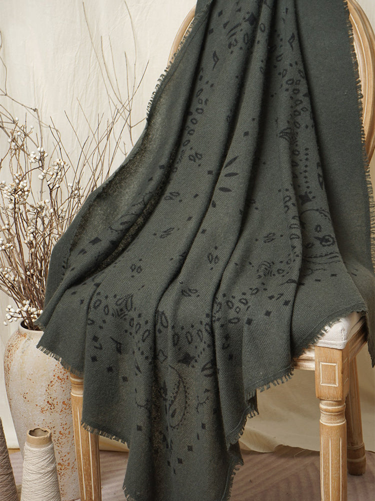 LANLY Paisley Cashmere Square Scarf Wholesale | Custom Printed Cashmere Bandana Low MOQ & Digital Printed Pure Cashmere Square Scarves Factory Bulk