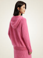 LanlyCashmere Brushed Cashmere Hoodie – Soft Fuzzy Knit Pullover