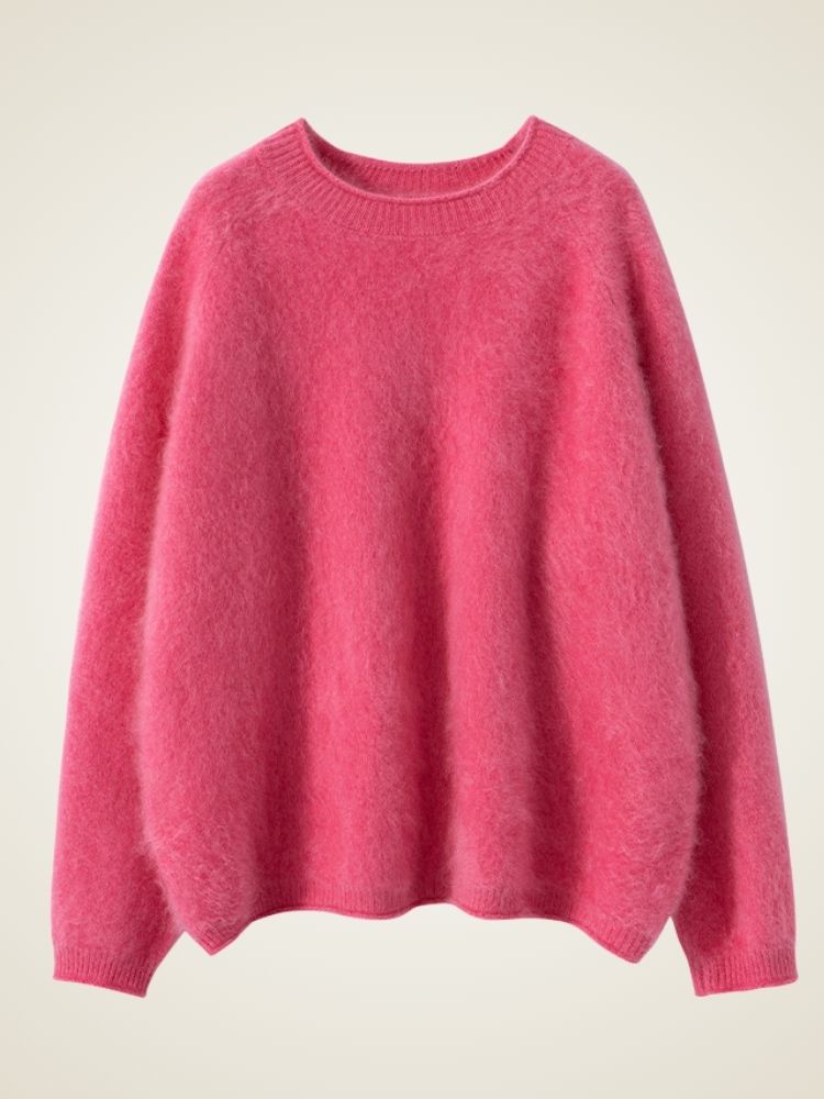 LanlyCashmere Brushed Cashmere Oversized Sweater – Relaxed Soft Knit