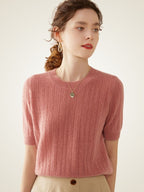 LanlyCashmere Cashmere Short Sleeve Sweater – Lightweight Crewneck Knit Top