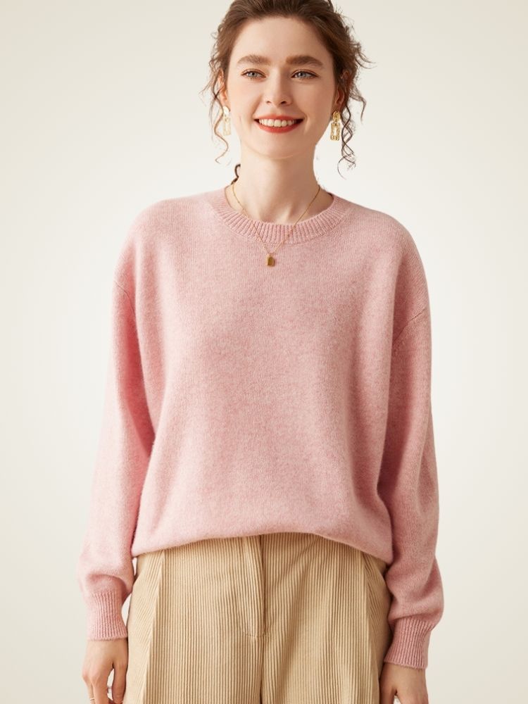 LanlyCashmere Oversized Cashmere Sweater – Soft Crewneck Relaxed Knit