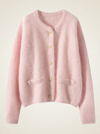 LanlyCashmere Women’s Brushed Cashmere Cardigan – Soft Fuzzy Button Knit Sweater