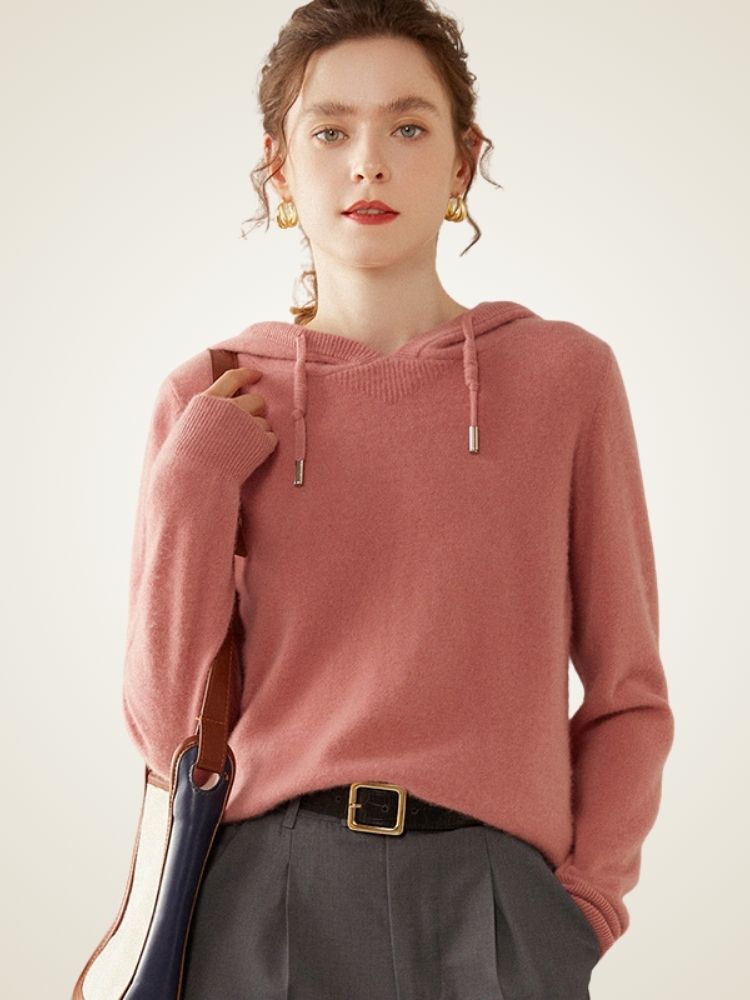 LanlyCashmere Women’s Cashmere Hoodie – Soft Lightweight Knit Pullover