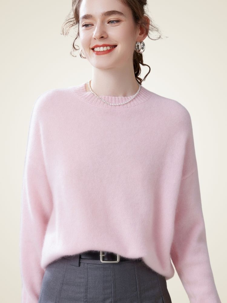 LanlyCashmere Women’s Classic Crew Neck Cashmere Sweater – Soft Knit Pullover
