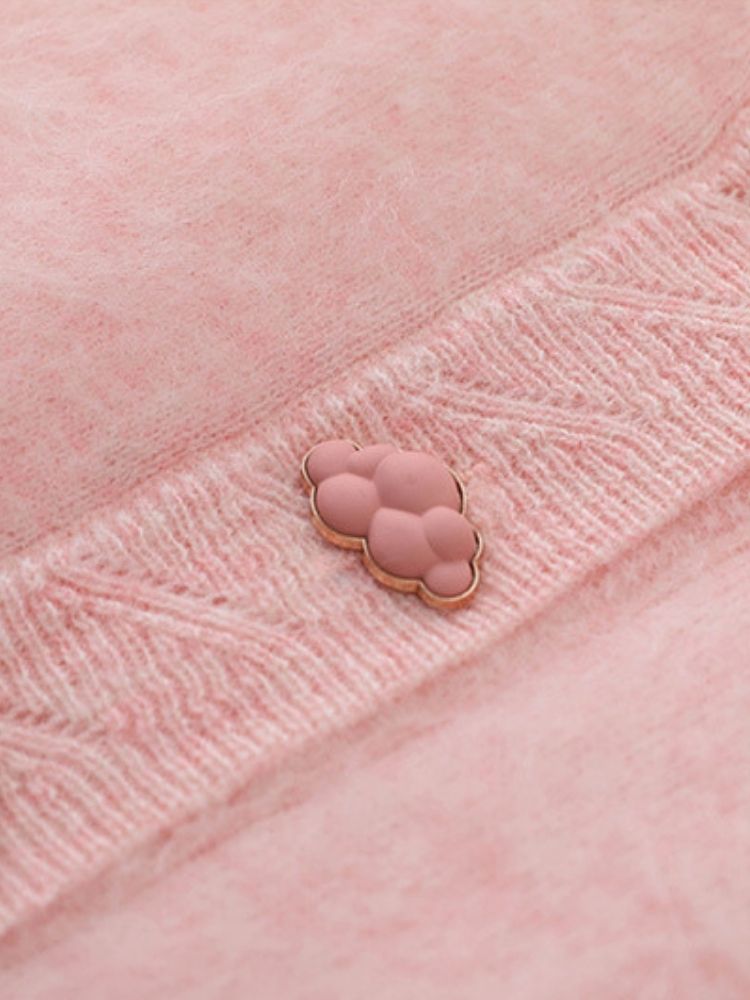 LanlyCashmere Women’s V-Neck Brushed Cashmere Cardigan – Soft Fuzzy Button Sweater