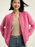 LanlyCashmere Women’s Zip-Up Cashmere Cardigan – Fluffy Soft Knit Jacket