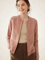 LanlyCashmere Wool Cashmere Zip Cardigan – Thick Raglan Sleeve Knit Sweater