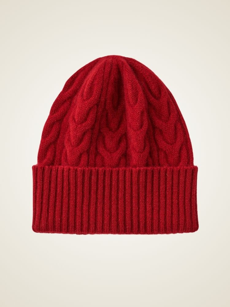 LanlyCashmere Cable Knit Cashmere Beanie – Soft Warm Winter Hat for Women