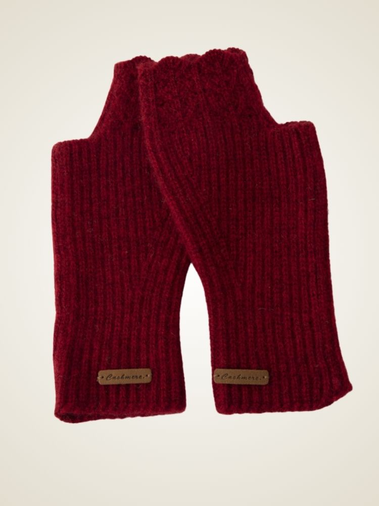 LanlyCashmere Cashmere Fingerless Gloves – Ribbed Knit Arm Warmers