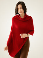 LanlyCashmere Cashmere Poncho for Women – Ribbed Knit Shawl Wrap Cape