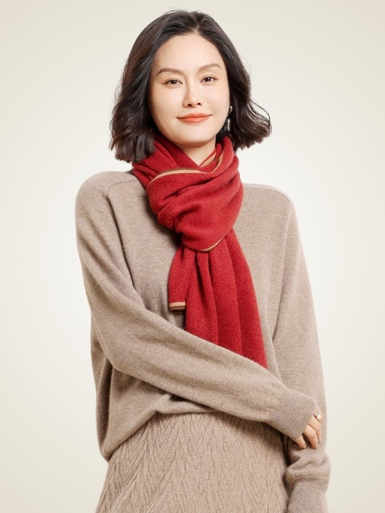 LanlyCashmere Lightweight Cashmere Scarf – Soft Honeycomb Knit Neck Wrap