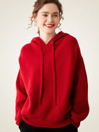LanlyCashmere Women’s Cashmere Hoodie Sweater – Ribbed Knit Pullover