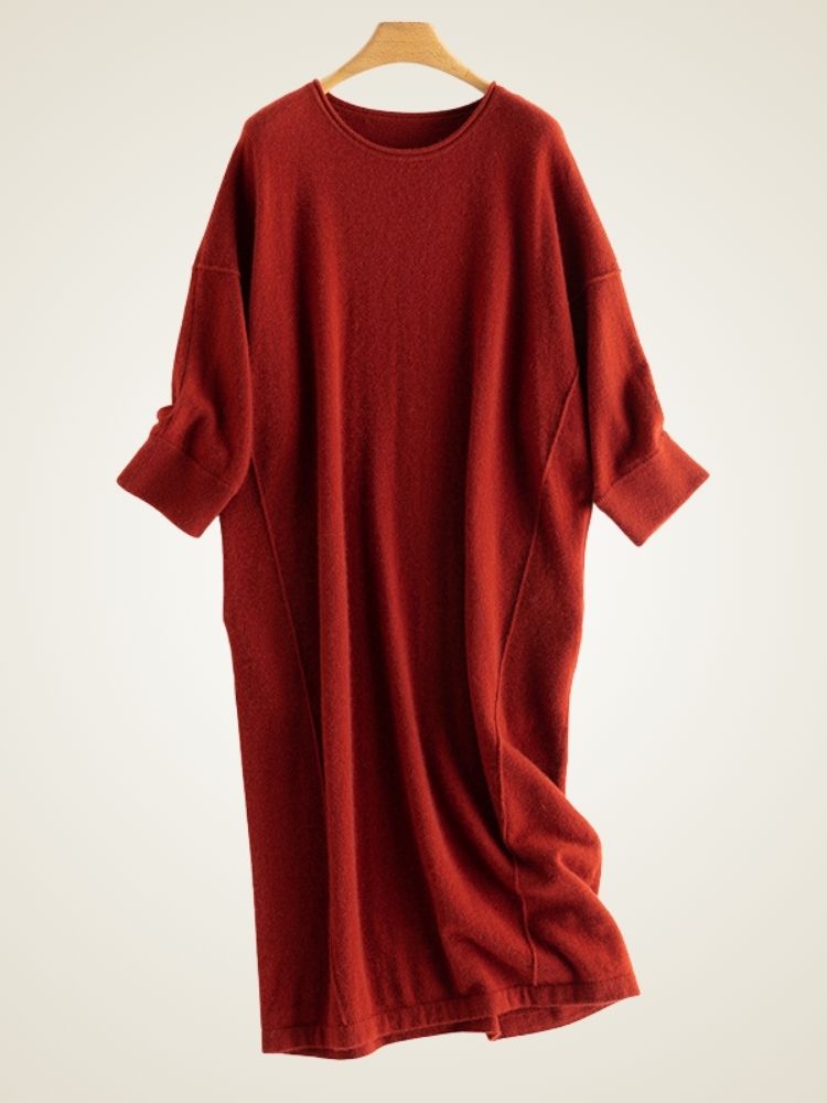 LanlyCashmere Women's Cashmere Sweater Dress Relaxed Fit Knit