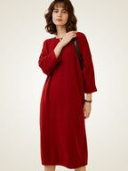 LanlyCashmere Women's Cashmere Sweater Dress Relaxed Fit Knit