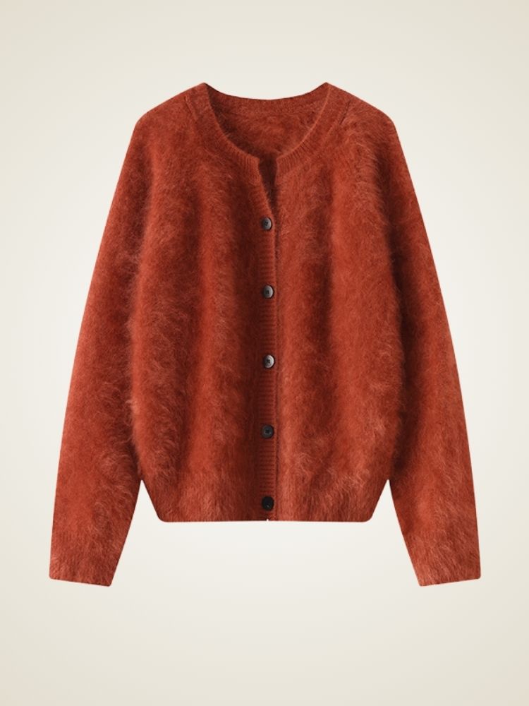 LanlyCashmere Women’s Fluffy Cashmere Cardigan – Cozy Soft Button Knit Sweater