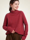 Lanlycashmere Fitted Cashmere Turtleneck Sweater – Cropped Slim Knit Pullover