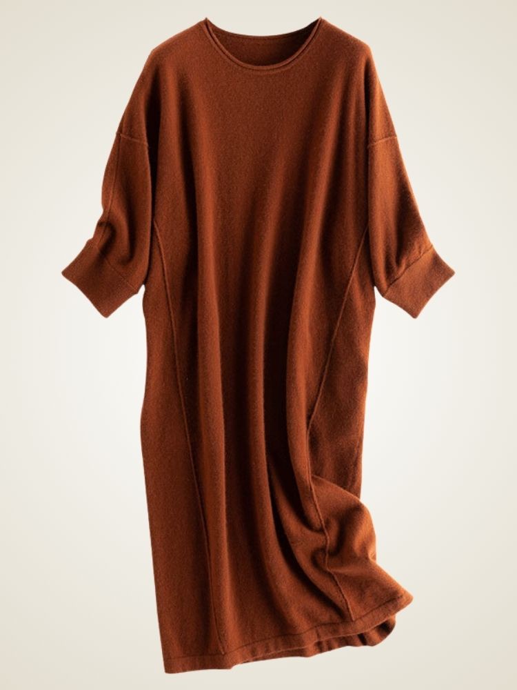 LanlyCashmere Women's Cashmere Sweater Dress Relaxed Fit Knit