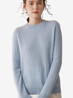 LANLY - Women's Cable Knit Sweater Soft Cashmere Wool Crewneck Top