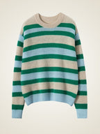 LanlyCashmere Women’s Striped Cashmere Sweater – Relaxed Crewneck Knit Pullover