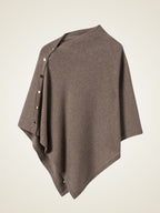 LanlyCashmere Buttoned Cashmere Poncho – Elegant Soft Knit Wrap Cape