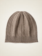 LanlyCashmere Cable Knit Cashmere Beanie – Soft Warm Winter Hat