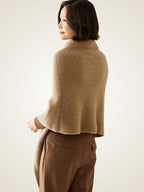 LanlyCashmere Cashmere Poncho for Women – Ribbed Knit Shawl Wrap Cape